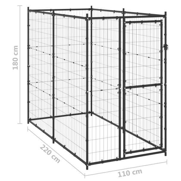 Vanjski kavez za pse čelični 110 x 220 x 180 cm 150796