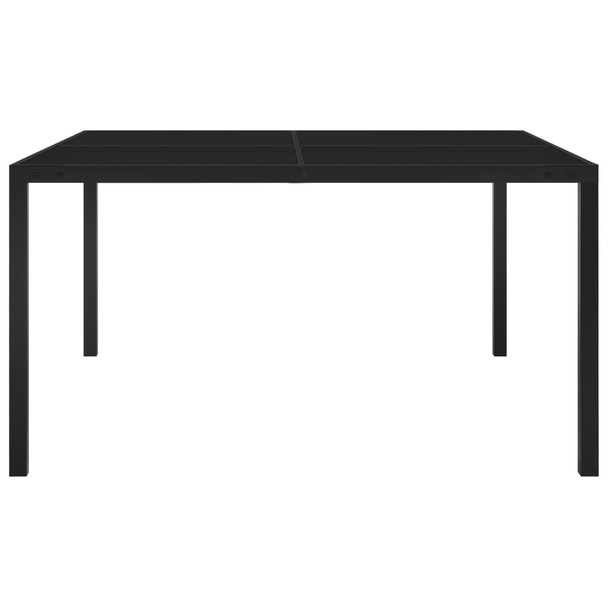 313099  Garden Table 130x130x72 cm Black Steel and Glass 313099