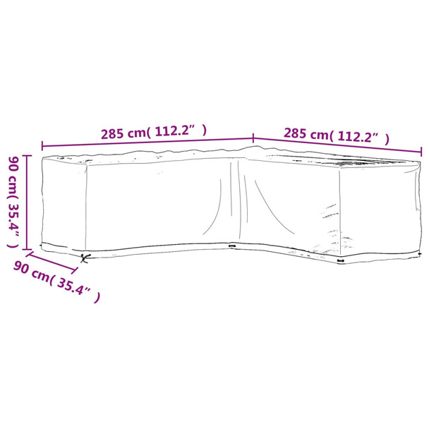 Navlake za kutnu vrtnu garnituru 2 kom s 16 ušica 285x285x90 cm 3155374