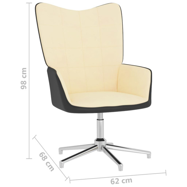 Stolica za opuštanje s osloncem za noge krem bijela baršun/PVC 327873