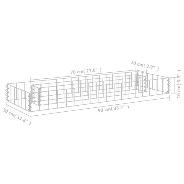 Povišena gabionska gredica od pocinčanog čelika 90 x 30 x 10 cm 145628