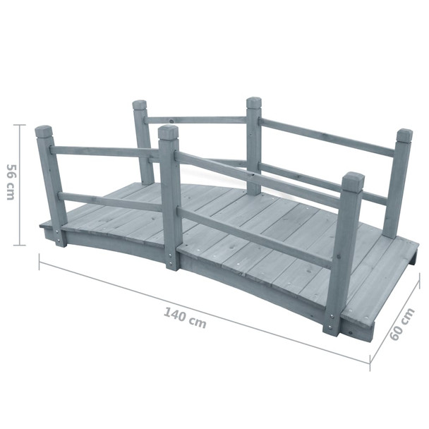 Vrtni most sivi 140 x 60 x 56 cm od masivne jelovine 310040