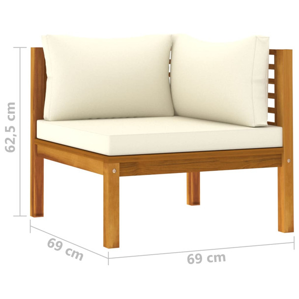 Modularna kutna sofa s krem bijelim jastucima bagremovo drvo 316287