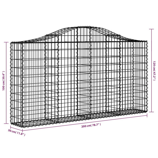 Gabionska košara s lukom 200x30x100/120 cm pocinčano željezo 153385