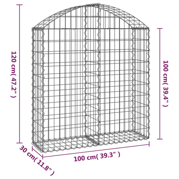 Gabionska košara s lukom 100x30x100/120 cm pocinčano željezo 153425