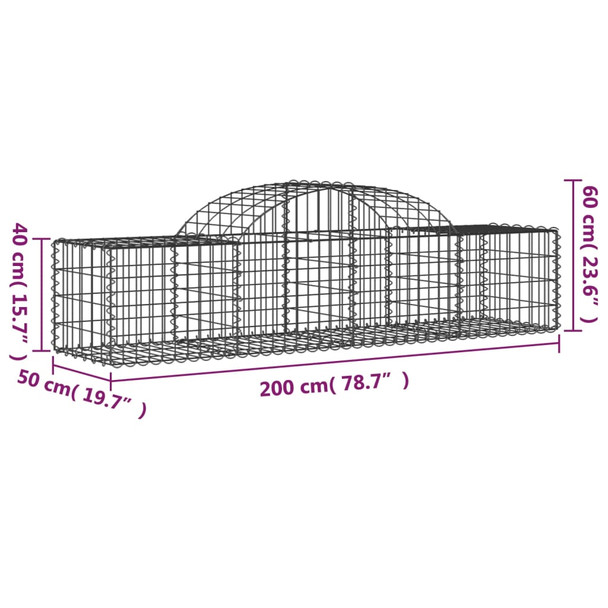 Gabionska košara s lukom 200x50x40/60 cm pocinčano željezo 153492