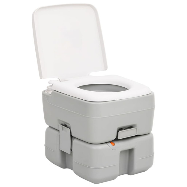 Prijenosni toalet za kampiranje sivo-bijeli 15 + 10 L HDPE 154407
