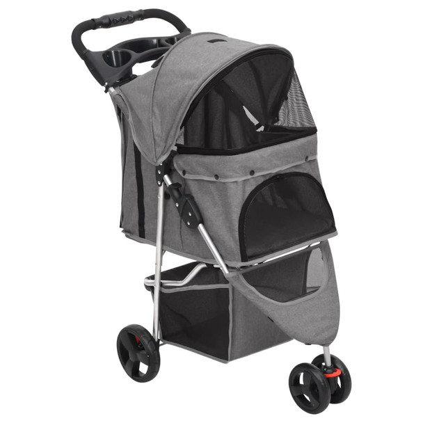 Sklopiva kolica za pse siva 80 x 46 x 98 cm od tkanine Oxford 172197