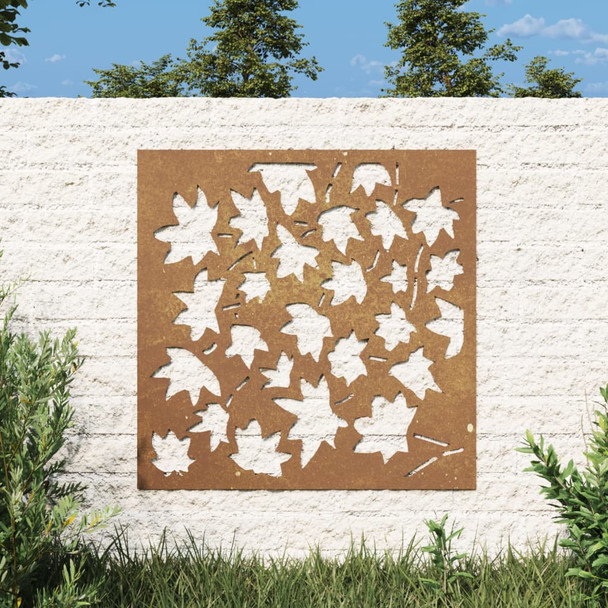 Vrtni zidni ukras 55x55 cm čelik CORTEN uzorak javorovog lišća 824480