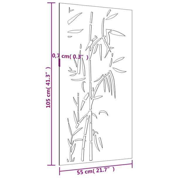 Vrtni zidni ukras 105 x 55 cm čelik COR-TEN s uzorkom bambusa 824506