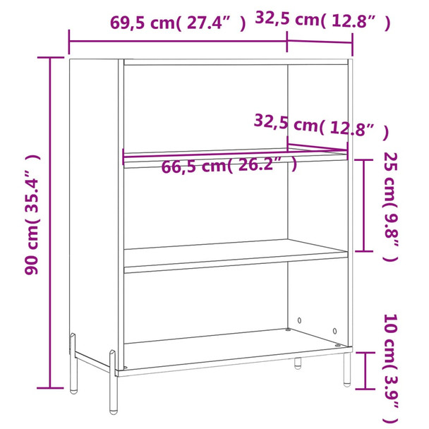 Ormarić s policama sjajni bijeli 69,5 x 32,5 x 90 cm drveni 828374