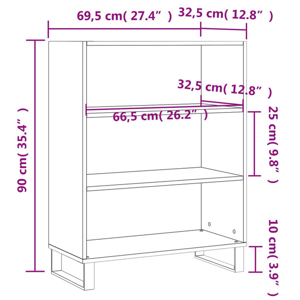 Ormarić s policama sjajni bijeli 69,5 x 32,5 x 90 cm drveni 828390