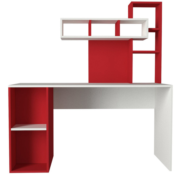 Radni stol Koral - bijela, crvena