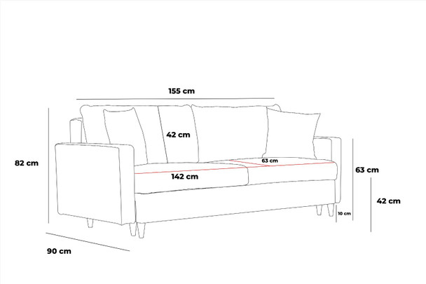 Sofa sa 2 sedišta Eva - Antracit