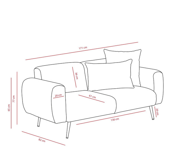 Sofa sa 2 sedišta Strana - antracit