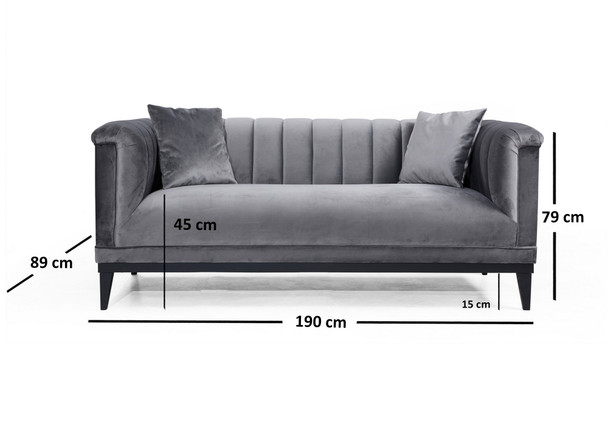Sofa sa 2 sedišta Trendy - tamno siva