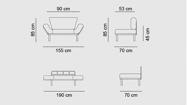 Sofa za 2 sjedišta Nitta - Petrol Blue