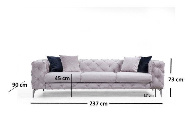 Sofa sa 3 sjedala Como - svijetlo siva