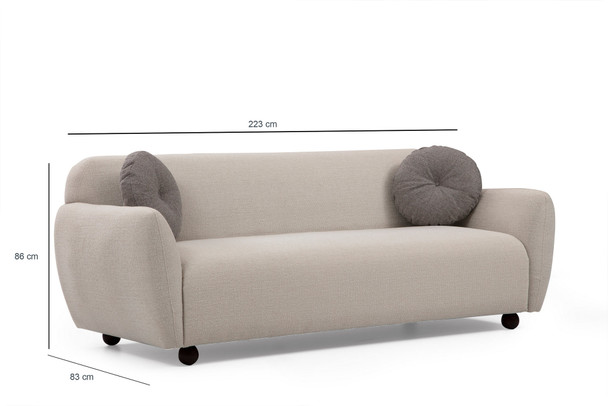 Sofa sa 3 sjedala Eddy - Krem