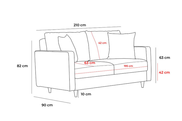 Sofa sa 3 sjedala Eva - Krem