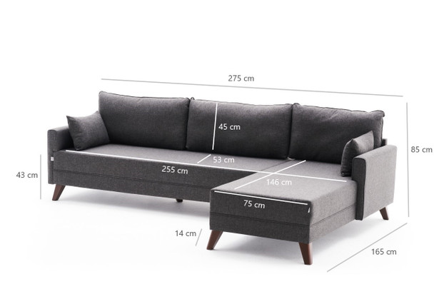 Ugaona sofa Bella kutna garnitura desno - antracit