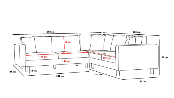 Ugaona sofa Berlin - krem, crna