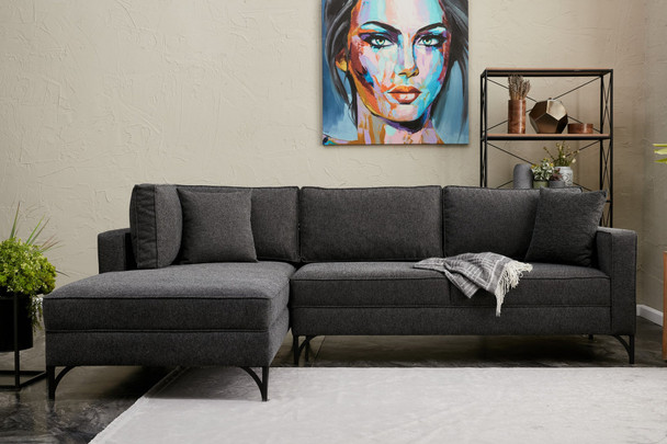 Ugaona sofa Berlin lijevo - antracit, crna