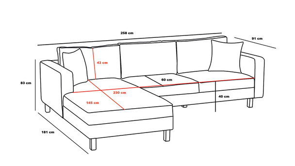 Ugaona sofa Berlin lijevo - antracit, crna