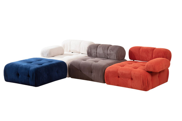 Ugaona sofa Doblo trosjed sa pufom (L1-O1-1R-pouffe) - višebojni