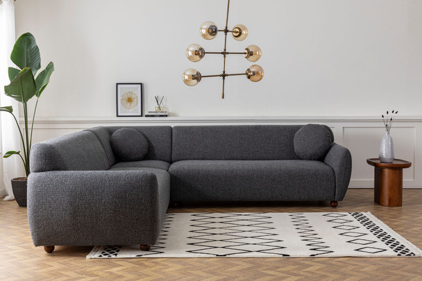 Ugaona sofa Eddy Corner 2 (3L-C-3R) - tamno siva