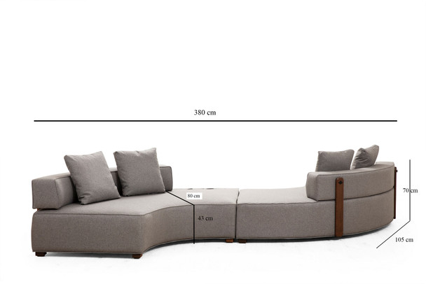 Ugaona sofa Gondol-5 (CHL-SAĞ-CHL-SAĞ) - Siva