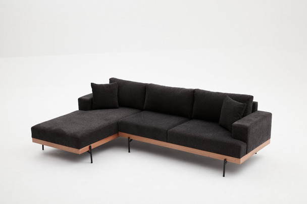 Ugaona sofa Liva lijevo - antracit, bakar