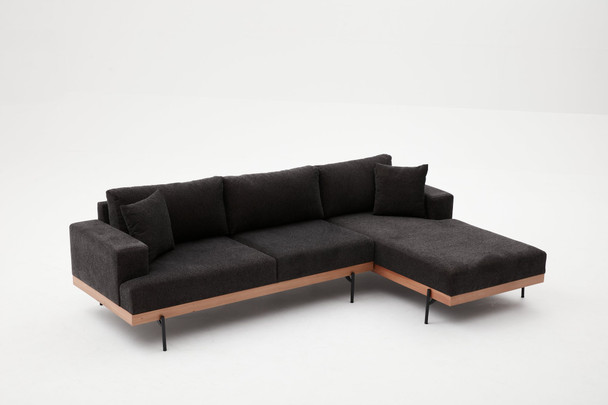 Ugaona sofa Liva desno - antracit, bakar