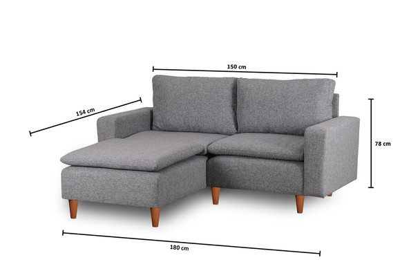 Ugaona sofa Lungo Mini - svijetlo siva