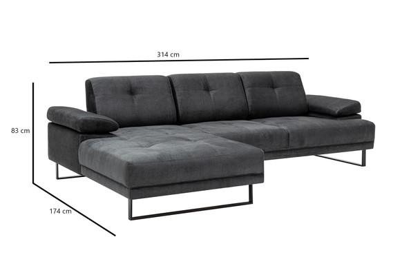 Ugaona sofa Mustang veliki lijevo - antracit