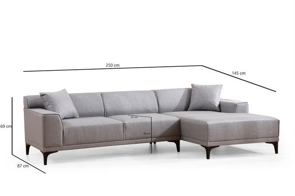 Ugaona sofa Petra R Corner - svijetlo siva