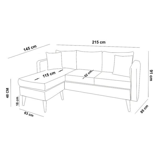 Ugaona sofa Sofia Köşe Lijevo-Antracit