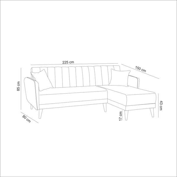 Ugaona sofa-krevet Aqua Köşe desna krema