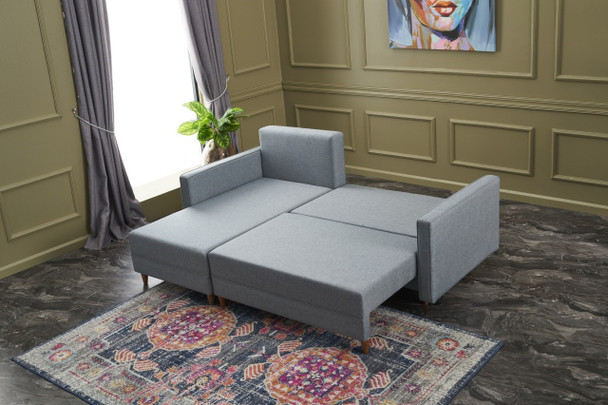 Ugaona sofa-krevet Aydam Lijevo – Plavo