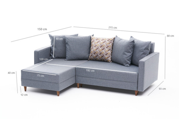 Ugaona sofa-krevet Aydam Lijevo – Plavo