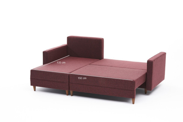 Ugaona sofa-krevet Aydam Lijevo - Claret Red