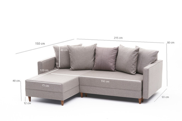 Ugaona sofa-krevet Aydam lijevo - krema