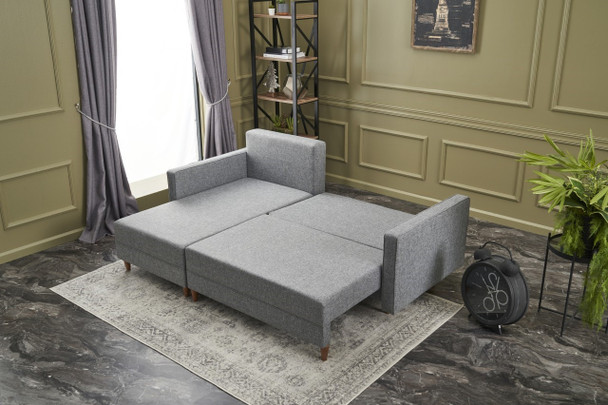 Ugaona sofa-krevet Aydam lijevo - svijetlo siva