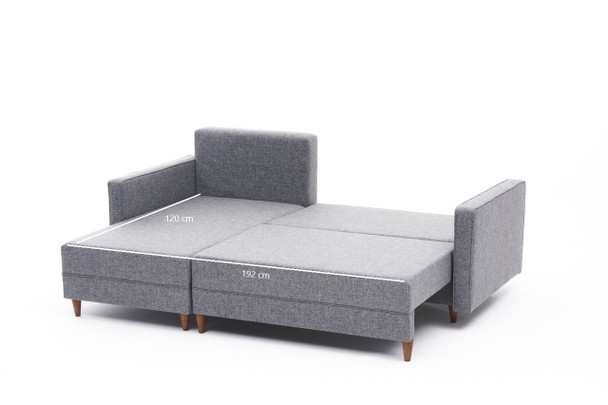 Ugaona sofa-krevet Aydam lijevo - svijetlo siva