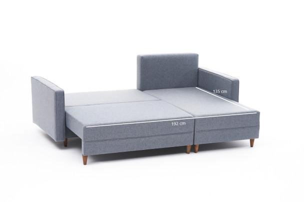 Ugaona sofa-krevet Aydam Desno - Plavo