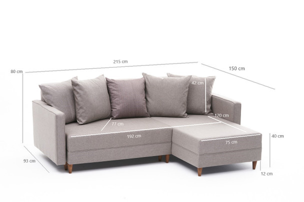 Ugaona sofa-krevet Aydam Desno - krema