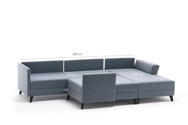 Ugaona sofa-krevet Belen – Plava
