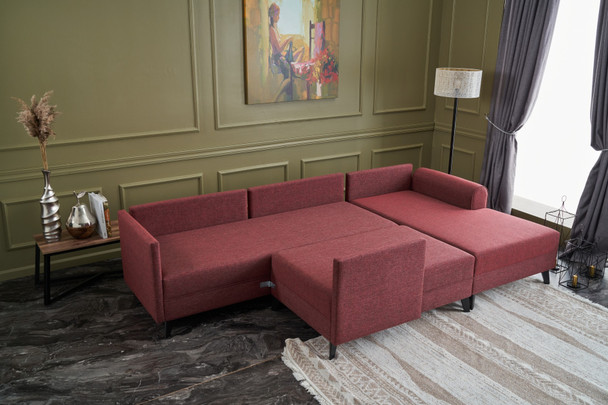 Ugaona sofa-krevet Belen - Claret Red