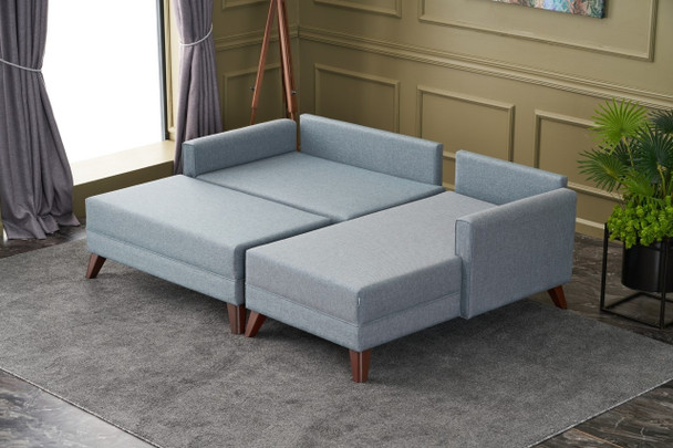Ugaona sofa-krevet Bella Soft Mini Köşe Desna - Plava