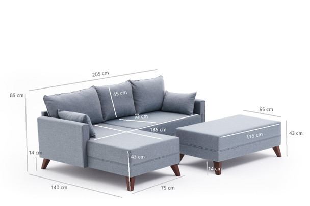 Ugaona sofa-krevet Bella Soft Mini Köşe Desna - Plava